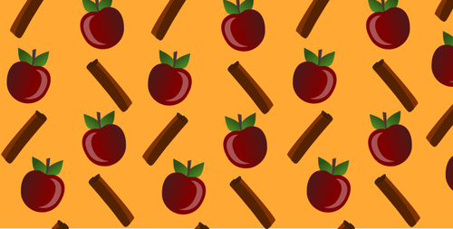 सेब और दालचीनी पैटर्न के वेक्टर छवि