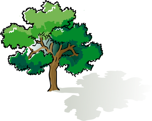 Vector clip art of colored oak tree