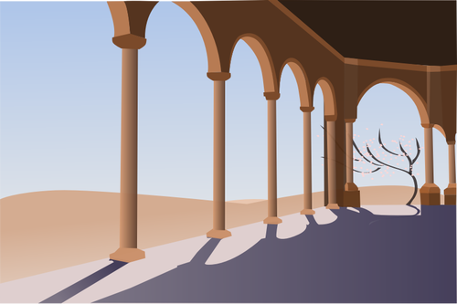 Vektor gambar archway di gurun