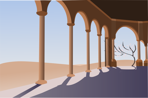 Vector drawing of archway in the desert