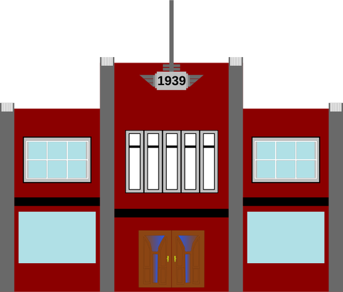 Vector illustration of late-1930s art-deco commercial building