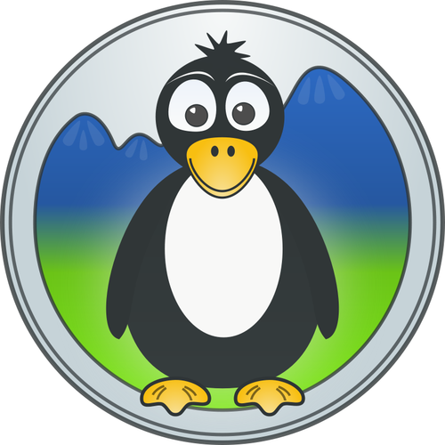山のベクトルのロゴのペンギン