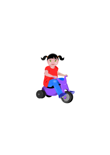 छोटी लड़की एक trycicle पर
