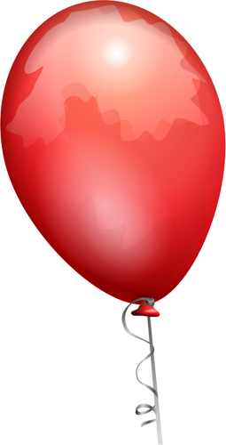 Vektor Zeichnung der rote Ballon an einer verzierten Schnur