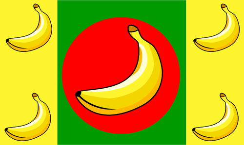 Vektor ClipArt på banan flagga med fem frukter