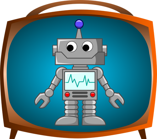 Bandro robot on TV vector image