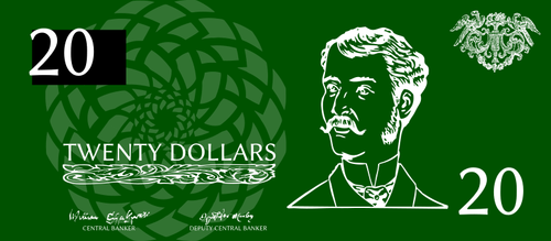 Illustration vectorielle de vingt dollars billet