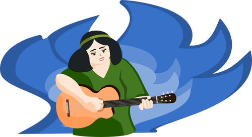 Ilustração em vetor mulher tocando guitarra