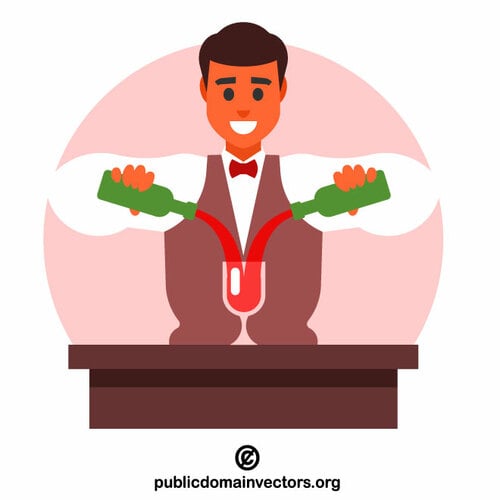 Bartender mixing drinks