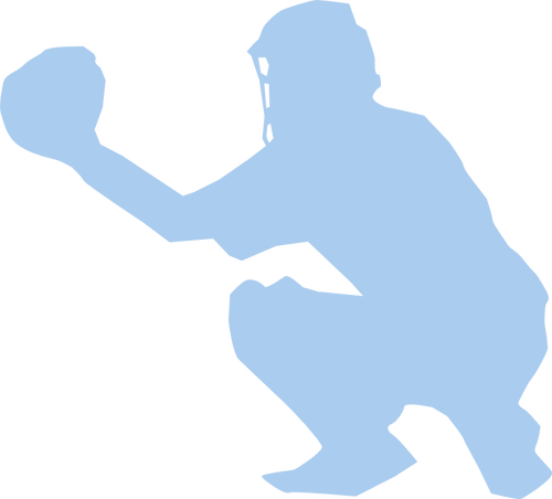 बेसबॉल खिलाड़ी squatting सिल्हूट वेक्टर छवि