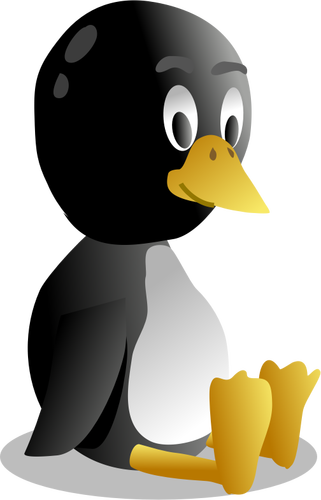 Vector image of sitting and sweating penguin