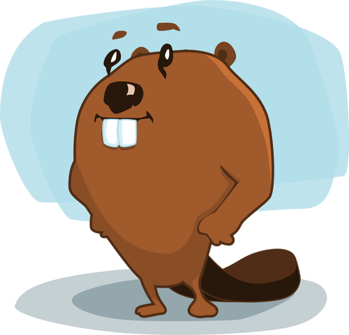 Vector image of cartoon beaver with funny look on its face