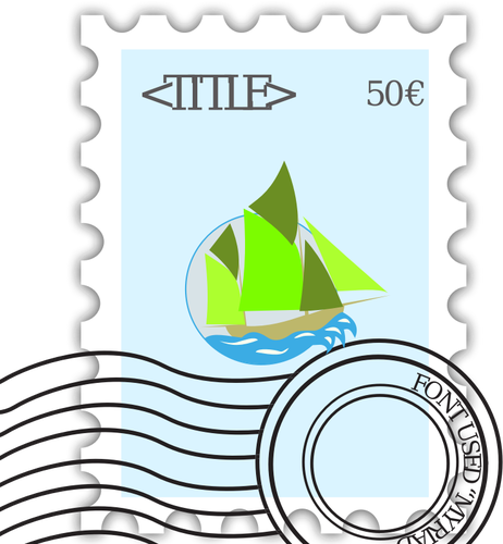 Vector illustration of stamped postage stamp,
