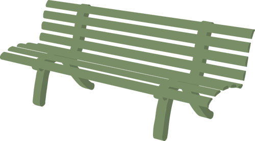 緑の色のベンチ