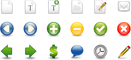 Vector image of wordprocessing and spreadsheets icon set