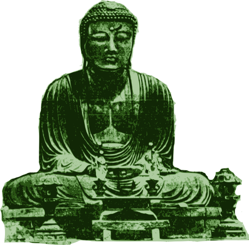 Big green Buddha vector drawing