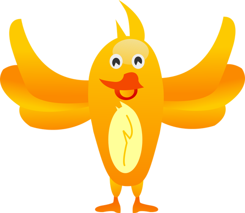 Счастливый оранжевую птицу с крыльями распространения широкого векторное изображение