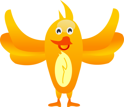 Happy orange bird with wings spread wide vector image