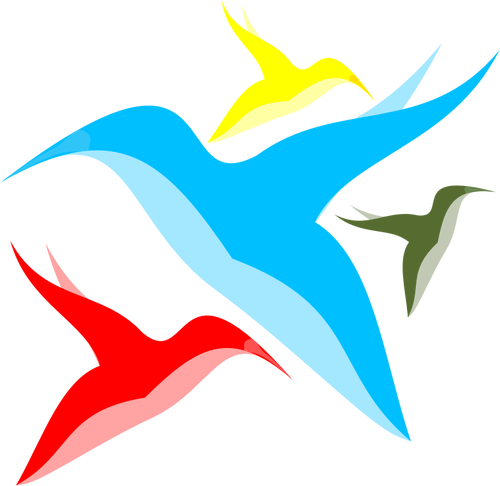 Abstrak warna burung siluet vektor ilustrasi