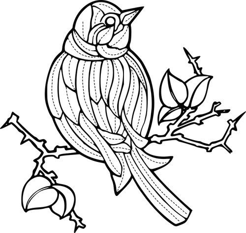 Vector image of a bird with embroidery pattern