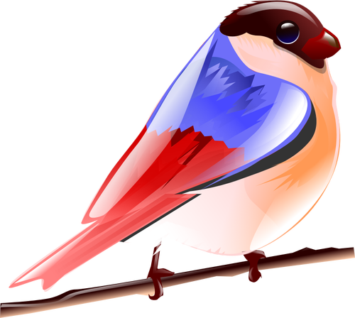 Imagine vectorială Sparrow colorate pe o Creangă