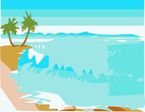 Vector drawing beach landscape