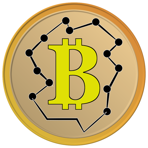 Coin of yellow Bitcoin