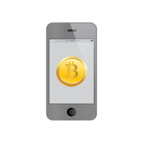 Bitcoin iPhone vektör çizim üzerinde