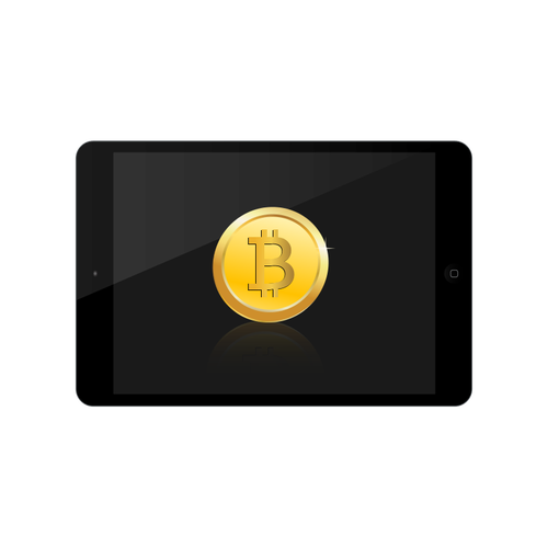 Bitcoin on iPad vector image