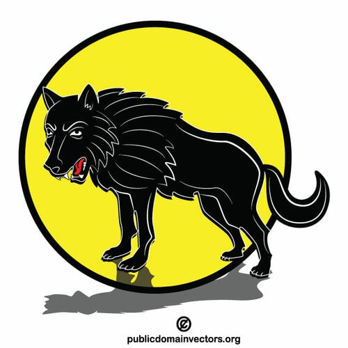 Силуэт черного волка