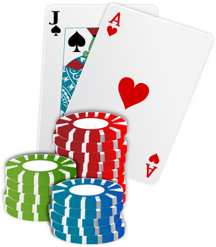 Vector illustration of casino chips poker cards