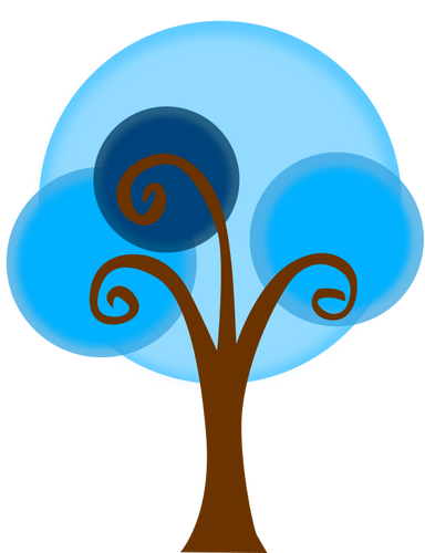 蓝色卡通树