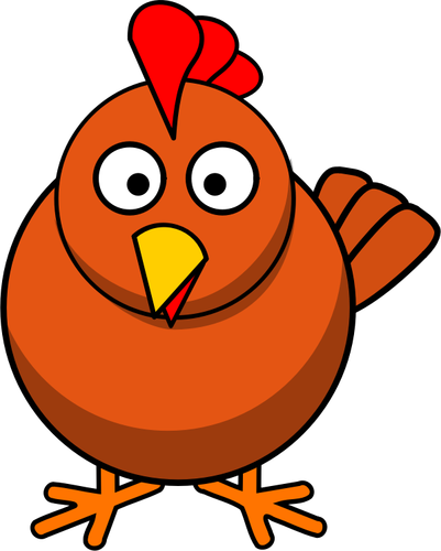 Vector illustration of cartoon chicken confused