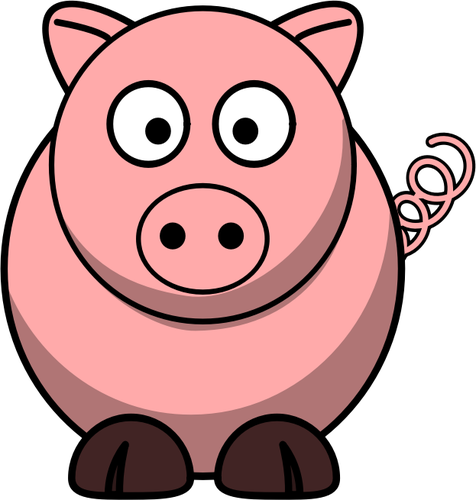 ねじれた尾を持つ漫画豚のベクトル描画