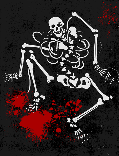 Страшный кровавый человеческого скелета векторное изображение
