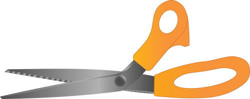 Vector illustration of pair of open orange scissors