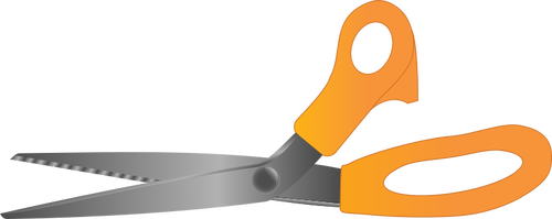 Vector illustration of pair of open orange scissors