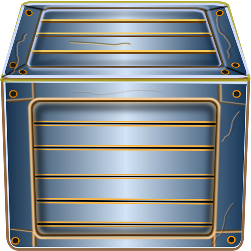 Vector clip art of wooden blue box
