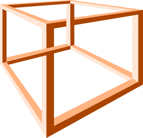 Ilusión óptica de un arte de construcción naranja imposible vector clip