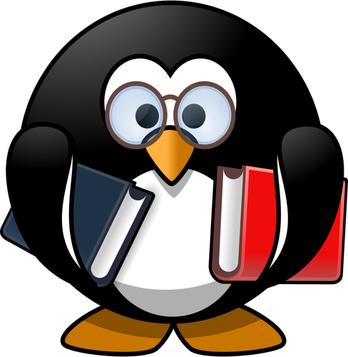 Pinguïn met schoolboeken vector afbeelding