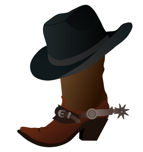 Cowboy boot and hat vector graphics