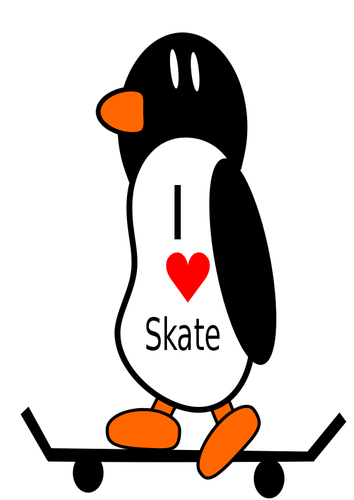 Pingouin sur un skate