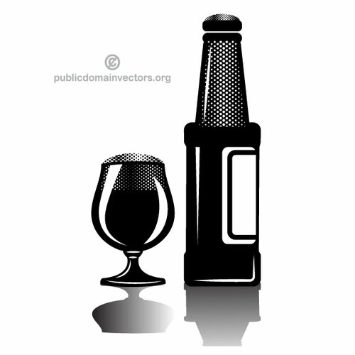 Pivní láhev a sklenice