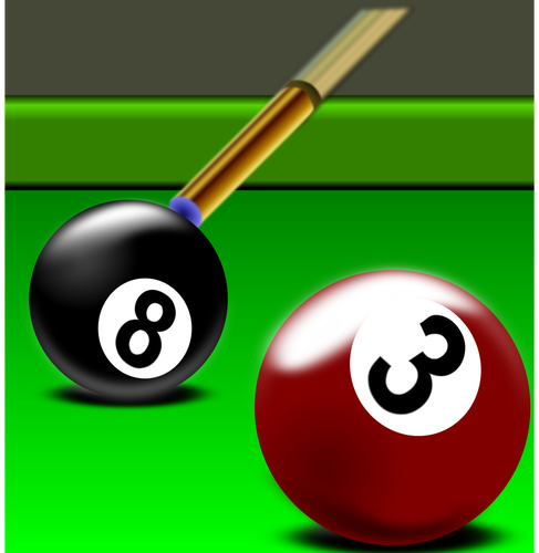 काले और लाल बिलियर्ड गेंदों का चित्रण