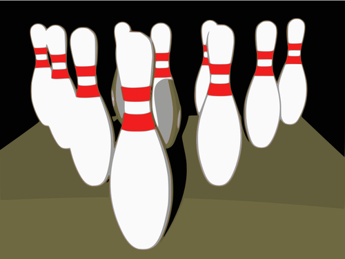 Bowling tenpins with shadow vector image