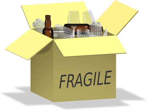 Imagem vetorial de caixa cheia de itens frágeis