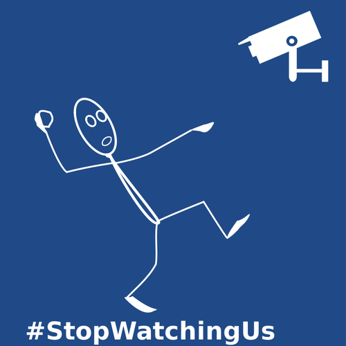 StopWatchingUs label vector tekening