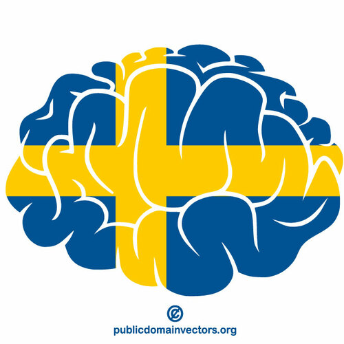 Hjärnan siluett svensk flagga