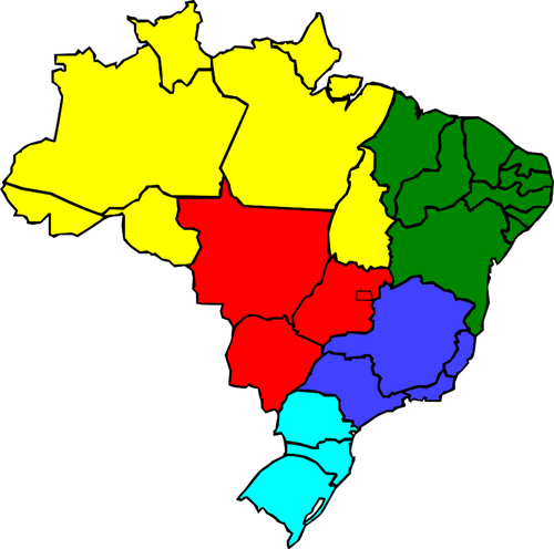 מפה בצבע של ברזיל בתמונה וקטורית