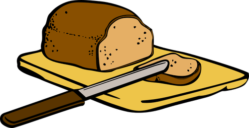 Brød med kniv på skjærebrett